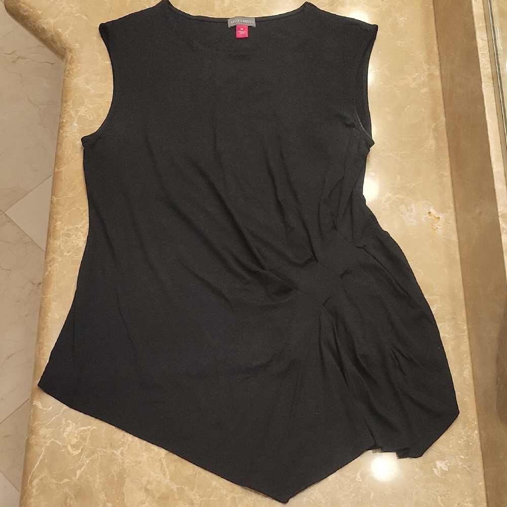 Vince Camuto Black Asymmetrical Tank Top,  M